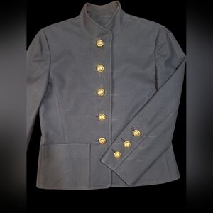 Ernst Strauss 100% Wool Black Jacket with Large Gold Buttons Size 6